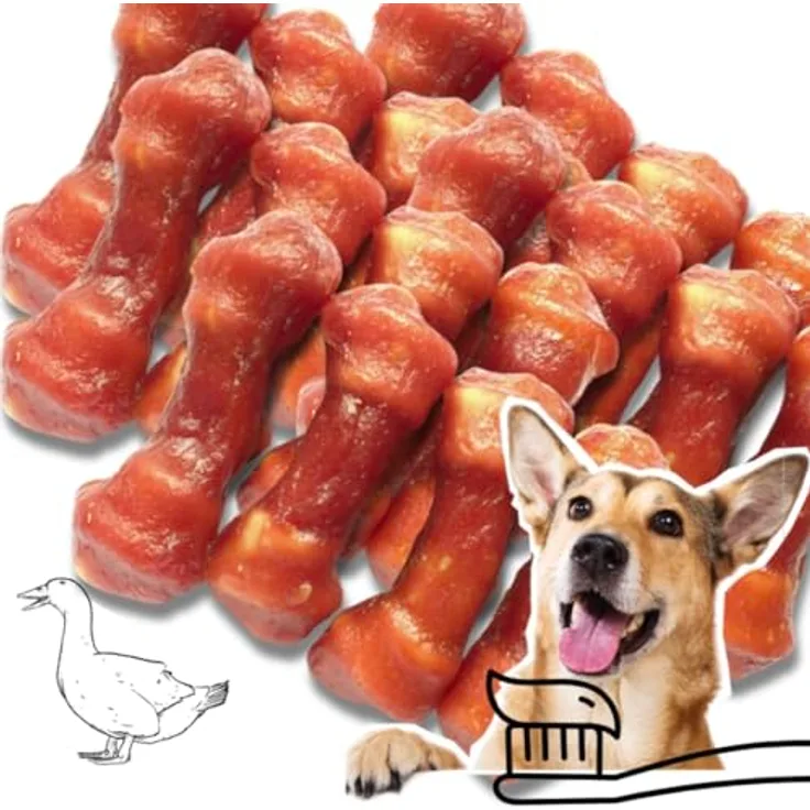 LalaZoo Dental Bone 500g, Zahnreinigende Hundeknochen mit 55% Kaustange und 35% Entenbrustfilet, Getreidefrei, Ohne Zuckerzusatz, Unterstützt Zahnpflege und Kautrieb bei Welpen und Hunden
