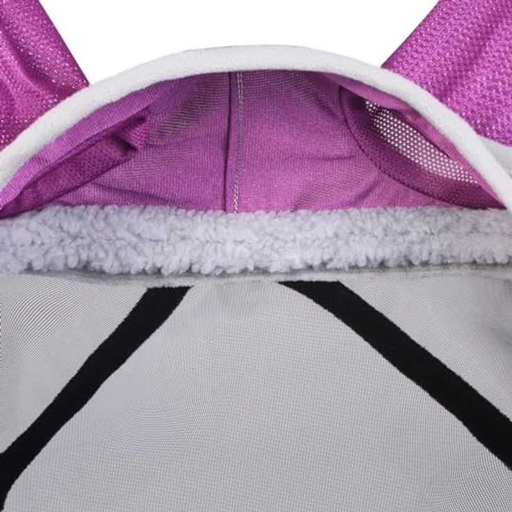 Harrison Howard CareMaster Pro Luminous Pferde Fliegenmaske mit UV-Schutz, Fleece-Polsterung, Ohrenschutz, Lavendel Lila, Warmblut (L) – Bild 3