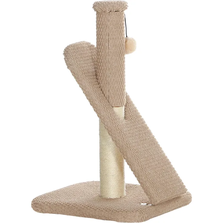 JTI GmbH Kratzstamm 54cm, Sisal-Katzenkratzbaum mit Spielball und schrägem Kratzbrett, cremeweiß