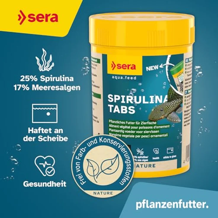 sera Spirulina Tabs, 100 ml (60 g) - sinkende Tabs für herbivore Fische mit 25 % Spirulina, ideal für gesunde Verdauung und Vitalität – Bild 3