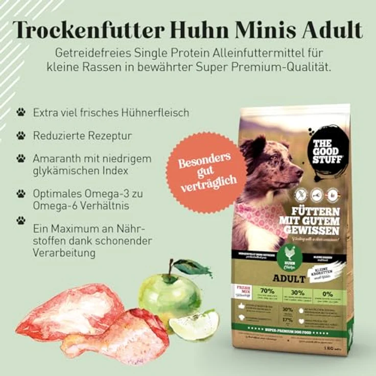 The Goodstuff Minis Adult Huhn, Hunde-Trockenfutter mit hohem Fleischanteil, 1kg – Bild 3