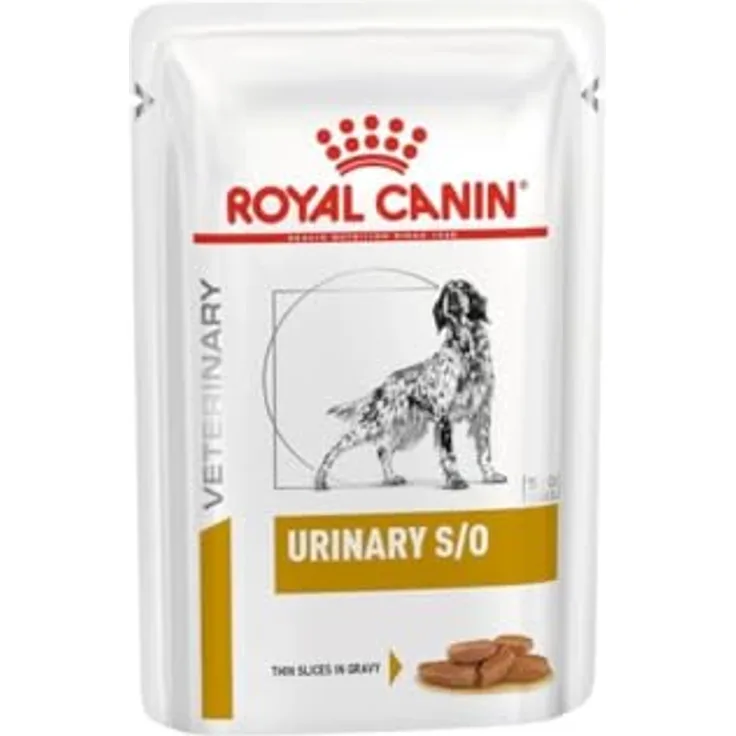 Royal Canin Veterinary Urinary S/O, Feine Stückchen in Soße, 12x100g - Unterstützt Harngesundheit, Struvitauflösung, Harnverdünnung