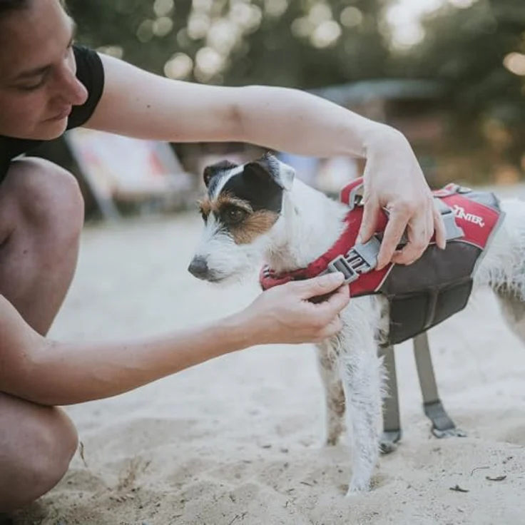HUNTER Hunde-Schwimmweste MOSS, rot, mit starkem Auftrieb, individuell verstellbar, reflektierenden Elementen, Größe S – Bild 3