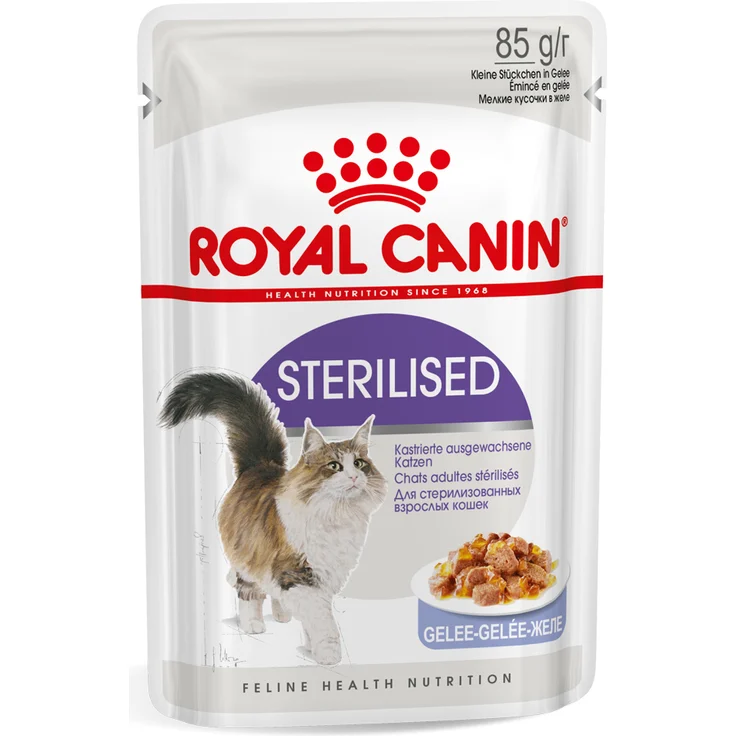 Royal Canin Sterilised in Gelee, Nassfutter für kastrierte Katzen, Sparpaket 24 x 85 g