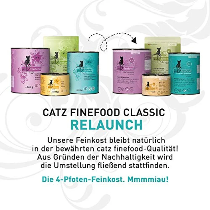 catz finefood Feinkost Katzenfutter nass Multipack 2, 6 x 200 g Dosen mit Huhn, Thunfisch, Rind, Rotbarsch, Lamm, Garnelen, Wild - hohes Fleischanteil, ohne künstliche Zusätze, made in Germany – Bild 2