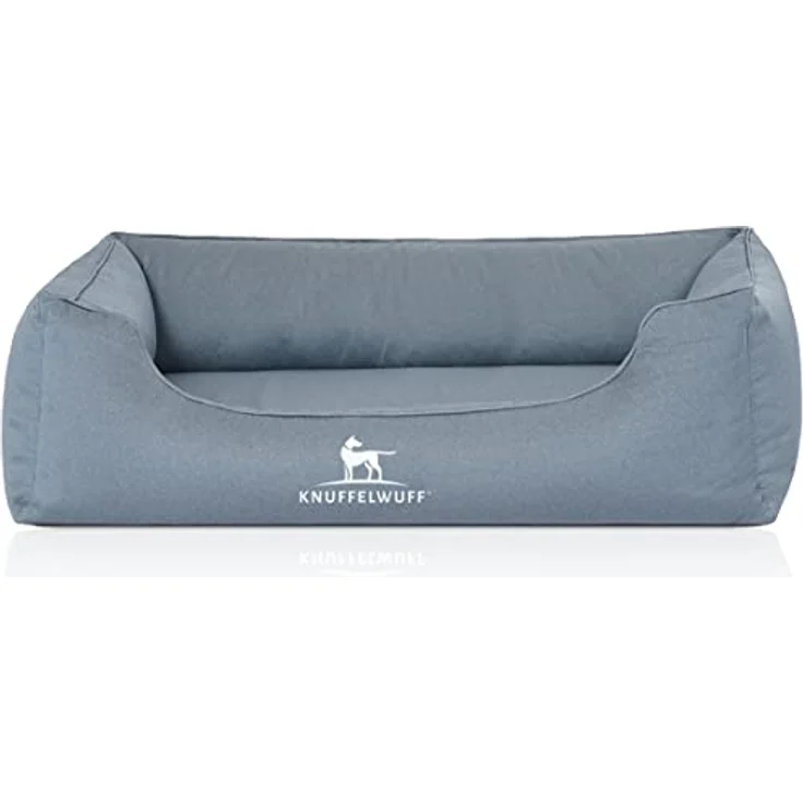 Knuffelwuff Hundebett Leon, Orthopädisches Wasserabweisendes Veloursbett, S 70 x 50cm, Hellblau, Abnehmbarer und waschbarer Bezug, für große, mittelgroße und kleine Hunde – Bild 2