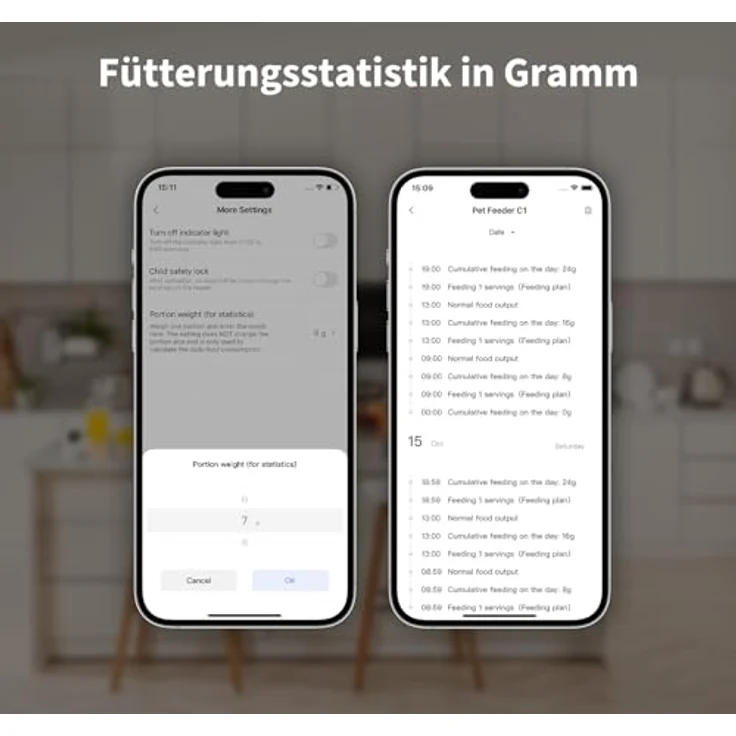 Aqara Smarter Futterautomat C1, 4L automatischer Futterspender für Katzen und Hunde, programmierbare Portionskontrolle, Sprachsteuerung über Google, Alexa und Siri, Zigbee 3.0 Hub erforderlich – Bild 3