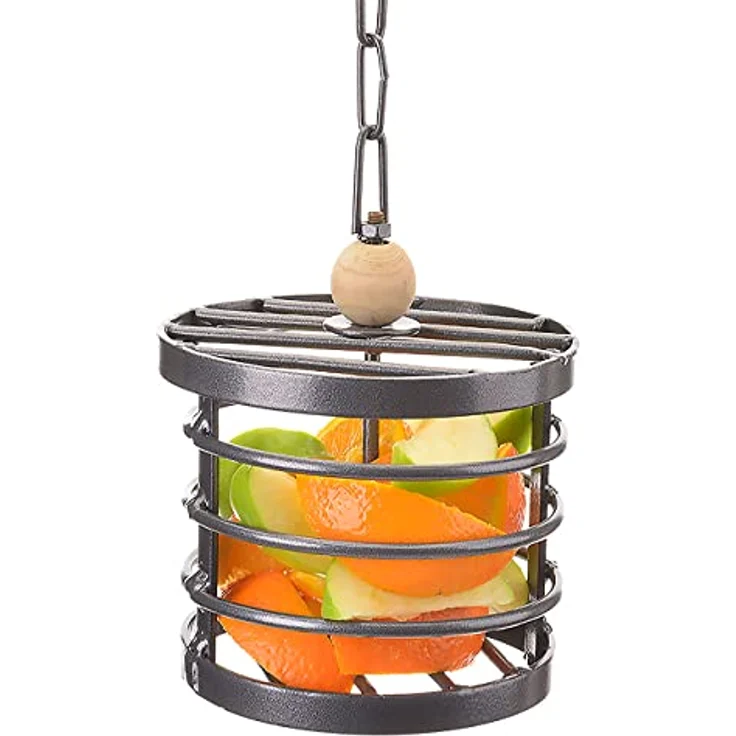 Montana Cages Hängendes Metallkörbchen zum Befüllen, Foraging für Papageien, ca. 13 x 13 x 14,5 cm, rostfreies Metall, inklusive 17 cm Kette – Bild 1