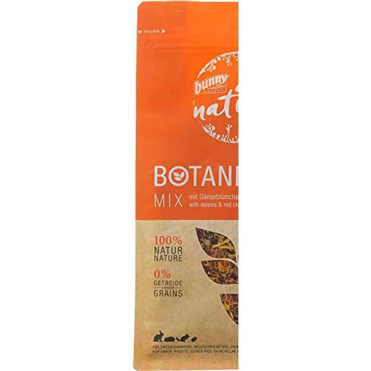Bunny Nature BOTANICALS MID Mix mit Gänseblümchen & Rotkleeblüten, 120 g, Ergänzungsfuttermittel für Zwergkaninchen, Meerschweinchen, Chinchillas & Degus, ohne Zuckerzusätze, vitaminreich und 100 % natürlich – Bild 3