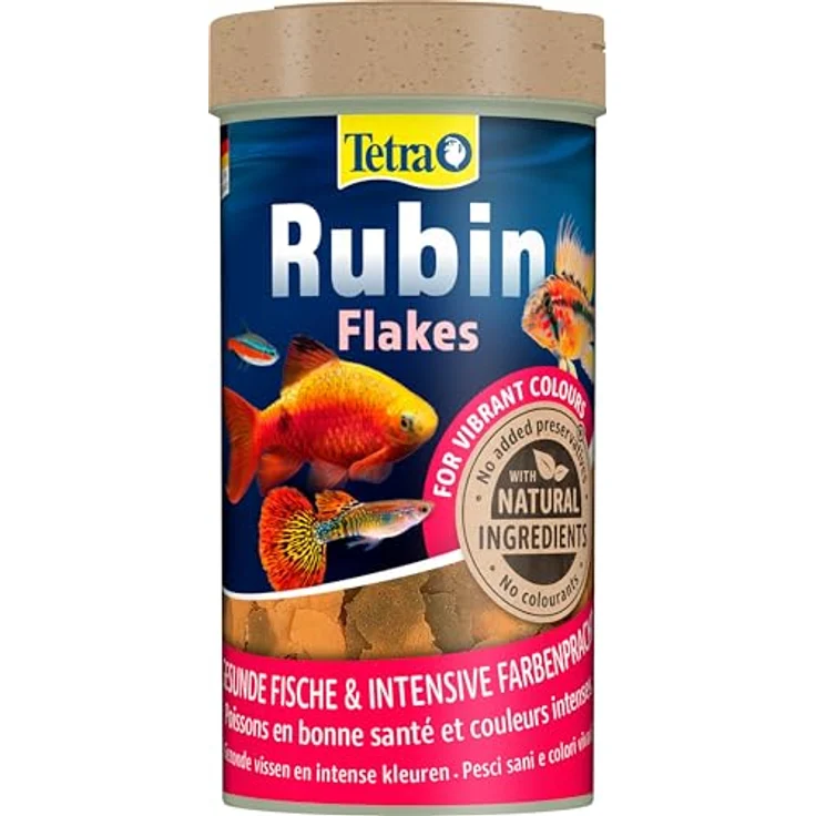 Tetra Rubin Flakes, Fischfutter in Flockenform mit natürlichen Farbverstärkern für intensive Farbenpracht, 250 ml Dose – Bild 1