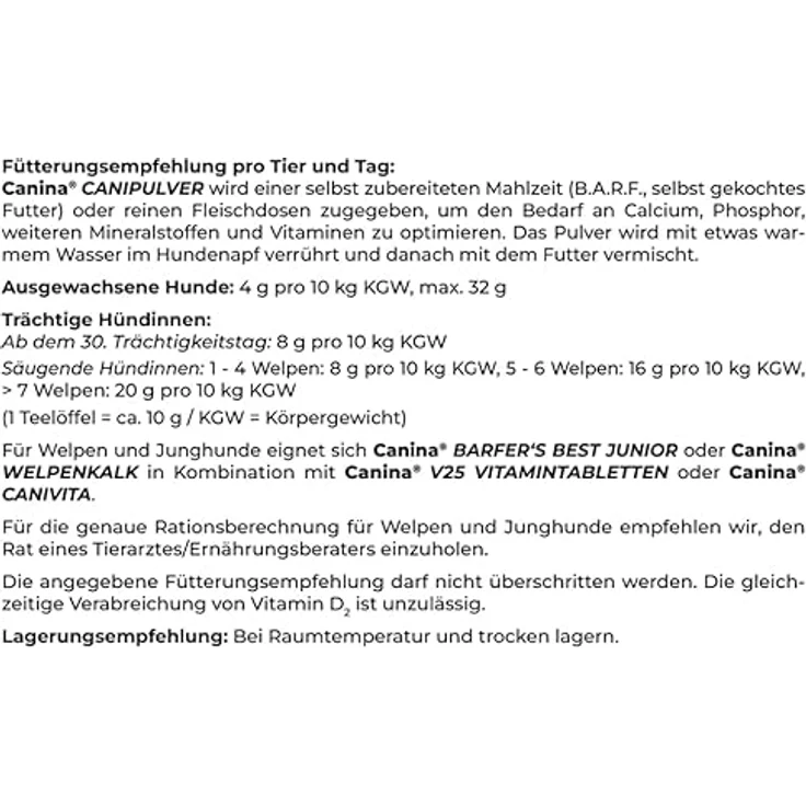 Canina Canipulver, 1 kg, biologisches Kraftkonzentrat mit Vitaminen, Mineralstoffen und Spurenelementen für Hunde – Bild 3