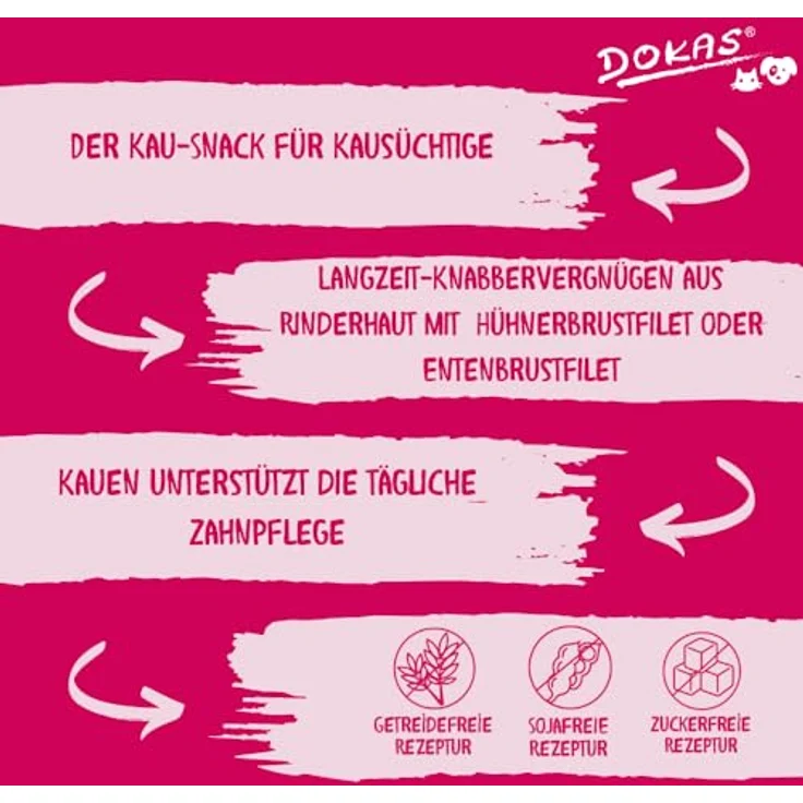 Dokas Kaurolle, 1 Meter Kausnack aus Ente, 3 x 315 g, für langen Knabberspaß, ohne Farb- und Konservierungsstoffe – Bild 5