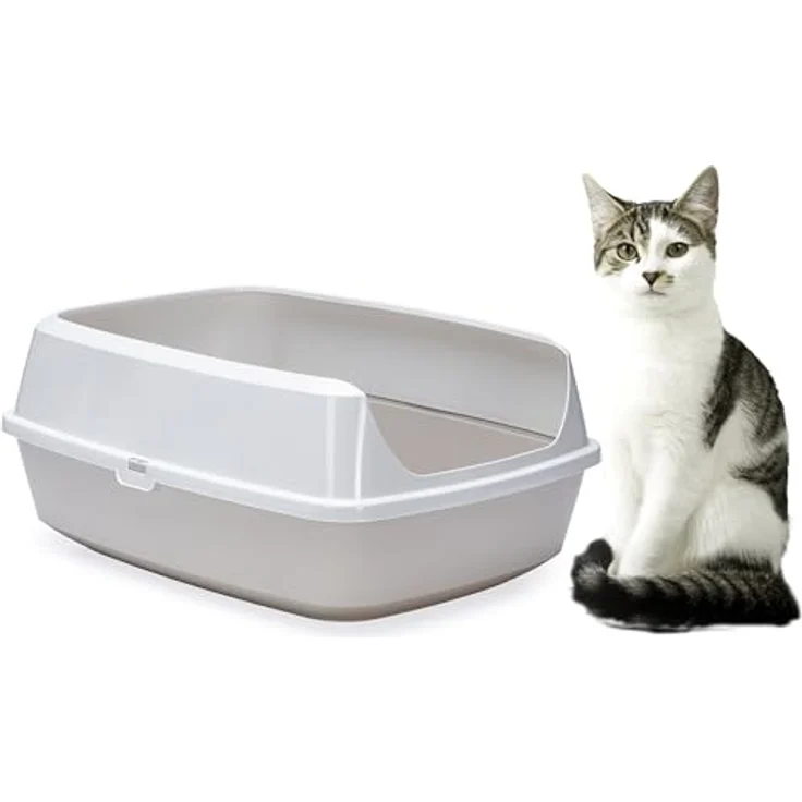Karlie Katzentoilette Mary Loo, offene Katzentoilette aus 90% recyceltem Material, grau, L: 50 B: 38,3 H: 21,4 cm – Bild 1