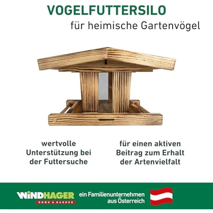 Windhager Vogelfutterhaus Canteen XL, FSC-zertifiziertes Kiefernholz mit 4 Litern Füllvolumen, braun – Bild 6