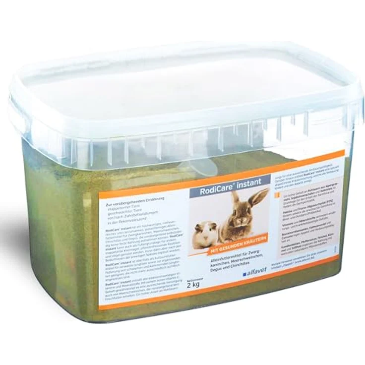 Alfavet RodiCare instant Päppelfutter, Alleinfuttermittel für geschwächte Zwergkaninchen, Meerschweinchen und Kleinnager, 2 kg Pulver mit Dosierlöffel, nährstoffreich und gesundheitsfördernd – Bild 1