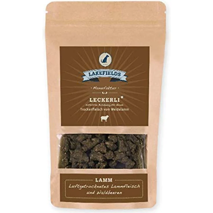 Lakefields MANUFAKTUR Snacks Trockenfleisch Leckerlei Weidelamm 150g, 100% Monoprotein, hypoallergen, getreidefrei