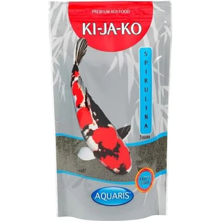 KI-JA-KO Spirulina Plus Koi Fischfutter, farbverstärkendes Carotinoid-reiches Futter mit Capsanthin und Astaxanthin, 1 kg / 3 mm, für intensivere Farben und gesundes Immunsystem