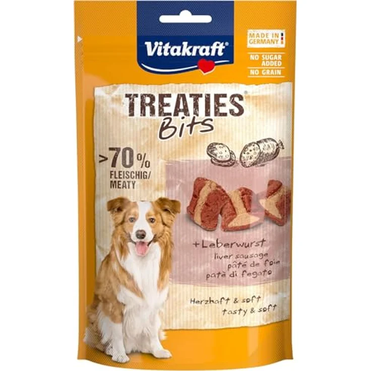 Vitakraft Treaties Bits Leberwurst, Hundesnacks mit Hühnchen für alle Hundegrößen, 120g – Bild 1