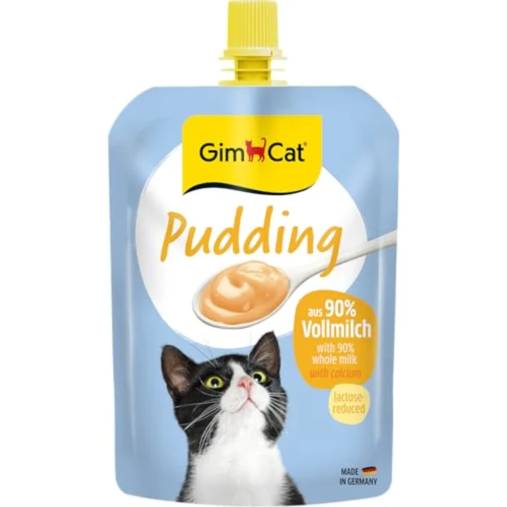 GimCat Snack Sparpaket - Pudding für Katzen, 6 x 150 g, laktosereduzierte Vollmilch-Snacks im wiederverschließbaren Standbeutel – Bild 1