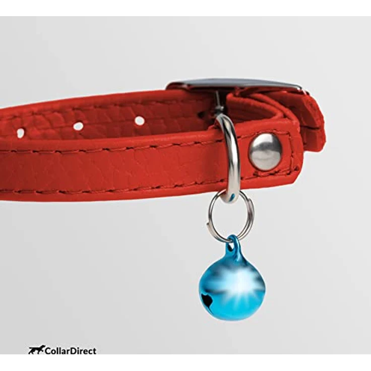 CollarDirect Leder Katzenhalsband mit Sicherheitsverschluss und Glocke, 21,5 cm, rot, handgefertigt aus echtem Leder – Bild 3