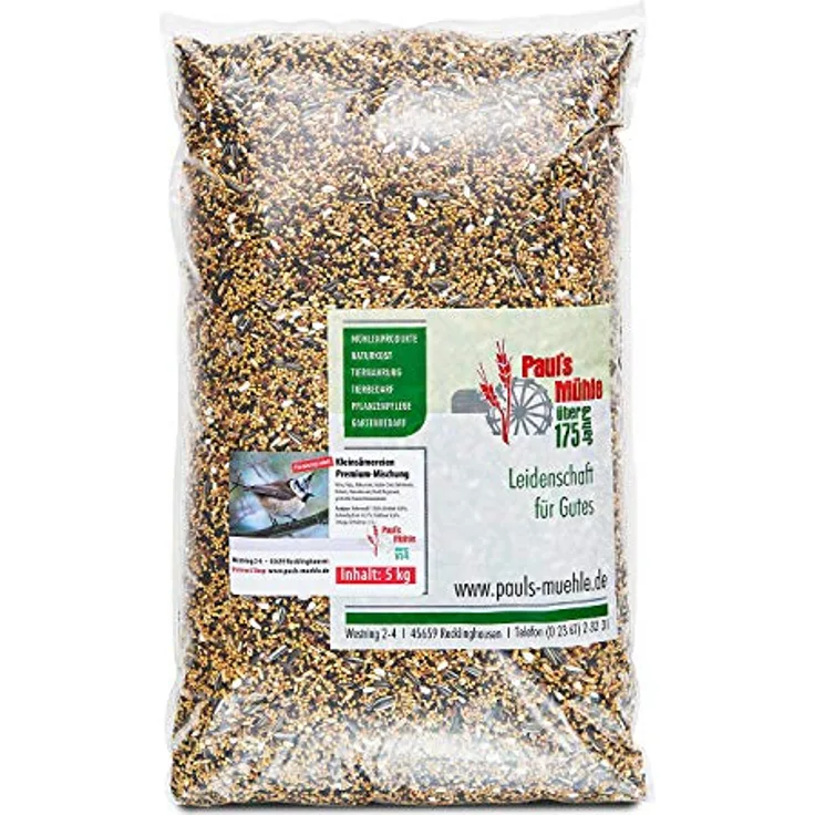 Paul´s Mühle Kleinsämereien-Mischung für Wildvögel & Taubenfutter, 5 kg energiereiches Ganzjahresfutter mit natürlicher Saatenvielfalt