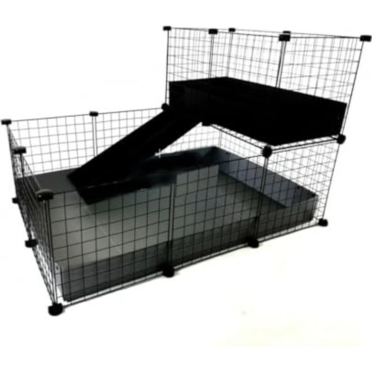 C&C modularer Käfig 3x2 mit Loft 2x1, silberne Rampe, für Kleintiere, Innenbereich, langlebig und mobil – Bild 2