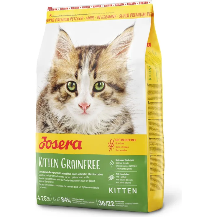 Josera Kitten grainfree, 4,25kg getreidefreies Katzen-Trockenfutter mit Geflügel und Lachsöl für das Wachstum junger Katzen und Katzenmütter