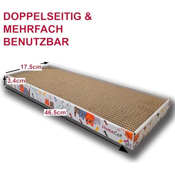 DecoHomeTextil Kratzbrett für Katzen Kratzi Pad, Kratzmatte aus recycelbarer Kratzpappe, 46,5 x 17,5 x 3,4 cm, fördert Krallenpflege und schützt Möbel – Bild 3