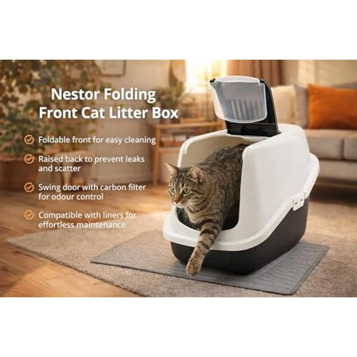 Savic Nestor Impression, Toilettenhaus für Katzen, pink, 56x39x38,5 cm, mit aufklappbarer Front und erhöhtem Rand – Bild 2