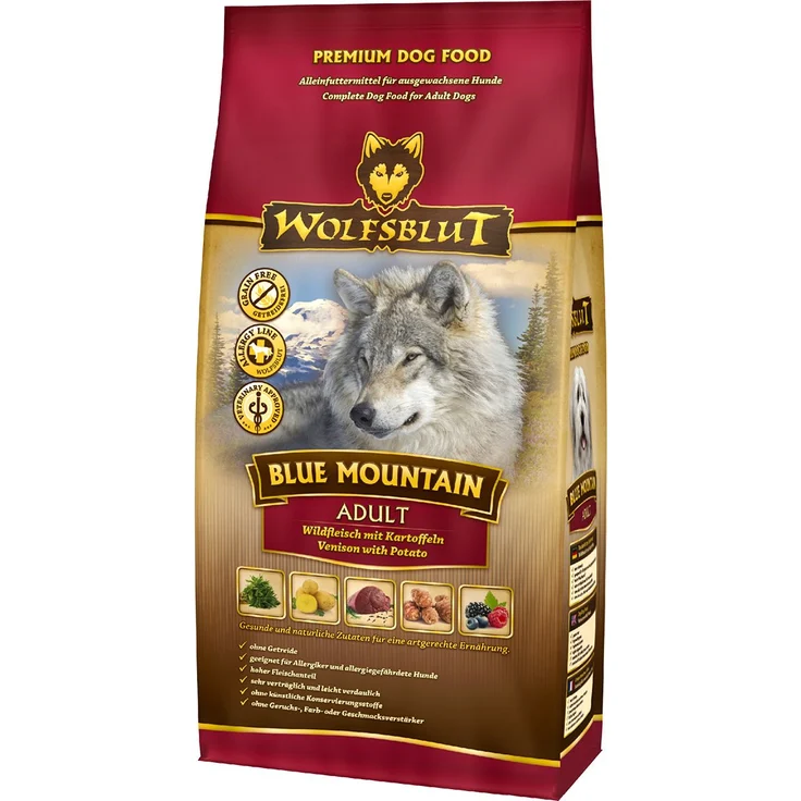Wolfsblut Blue Mountain Adult, Hunde-Trockenfutter mit hohem Fleischanteil und Kaninchen, 2kg