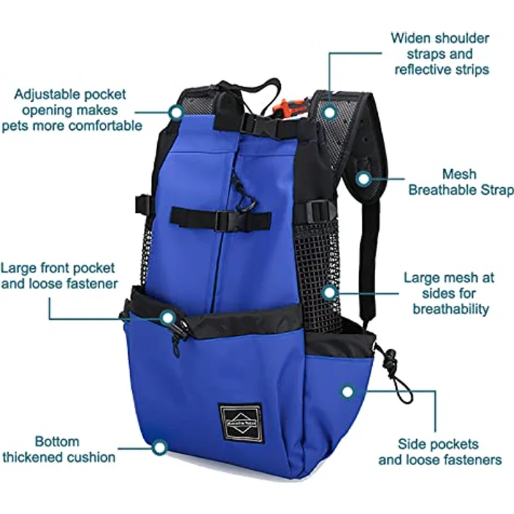 Galatée Hundetragerucksack XL, Verstellbarer belüfteter Hunderucksack für Wanderungen und Reisen, Grau – Bild 3