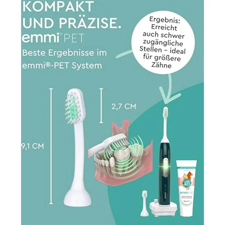 Emmi-pet A2-M2 Ultraschall Aufsteckbürsten I 2er Set für emmi-PET Zahnbürste 1.0, 2.0 & PRO I Sanfte Zahnpflege für mittlere & große Hunde – Bild 3
