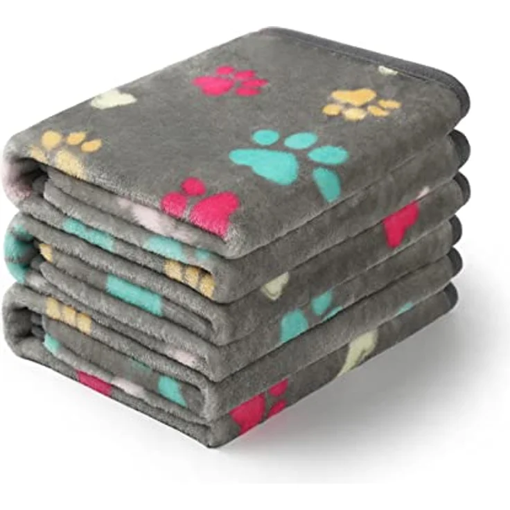 luciphia Hundedecke Katzendecken 3er Set, Waschbare Fleece Kuscheldecke für Hunde und Katzen, Grau mit Knochenmotiv, 40 x 60 cm, Super weich und flauschig – Bild 1