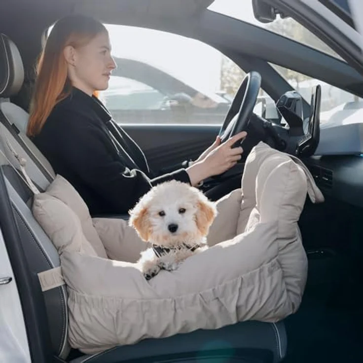 HUNTER Seoul 2-in-1 Autositz und Reisebett für kleine Hunde, hohe Wattierung, sichere Befestigung mit verstellbaren Gurten, praktische Außentasche – Bild 2