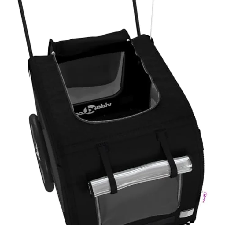 vidaXL Hunde-Transportbox Fahrradanhänger Hunde Schwarz Oxford-Gewebe und Eisen mit Reflektoren und Flagge – Bild 6