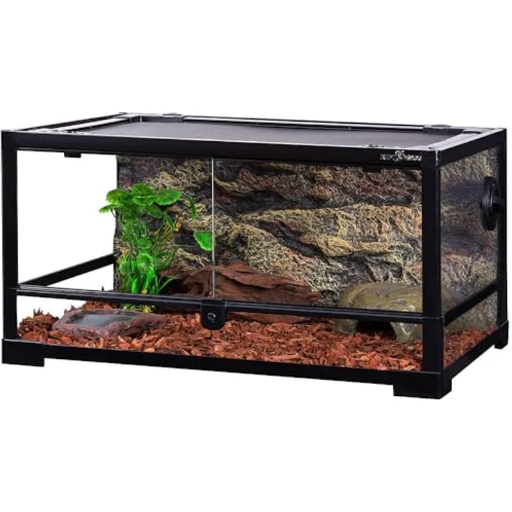 ReptiZoo Glas-Terrarium RK0117, 60x45x32cm mit Schwenktüre, zerlegbar, integriertes Schloss und Frontventilation – Bild 1