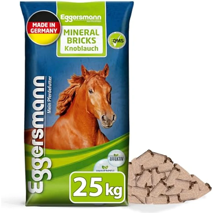 Eggersmann Mein Pferdefutter Mineral Bricks, 25 kg Mineralfutter für Pferde mit Mineralstoffen, Vitaminen und Knoblauch zur Fliegenabwehr – Bild 1
