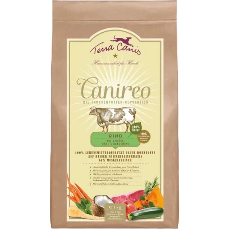 Terra Canis Canireo Rind, Hunde-Trockenfutter mit natürlichen Zutaten, 1kg