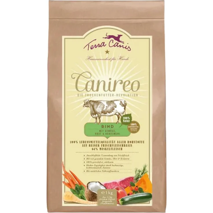 Terra Canis Canireo Rind, Hunde-Trockenfutter mit natürlichen Zutaten, 1kg