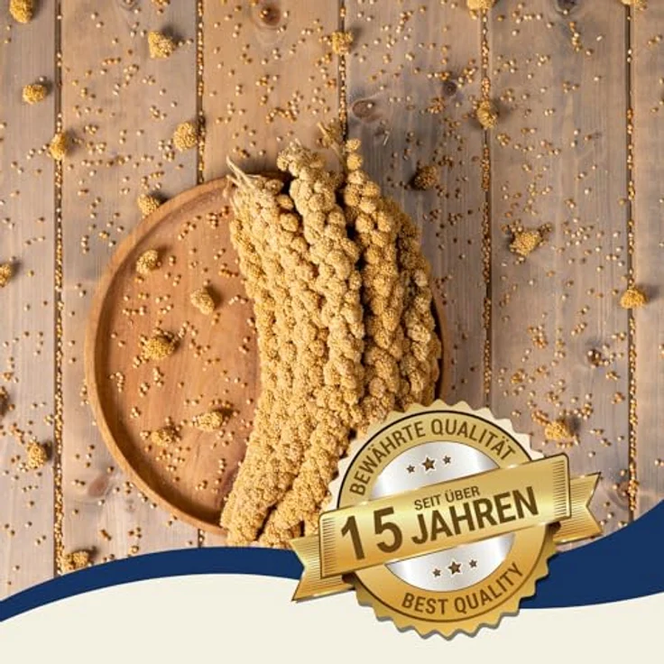 Lyra Pet® Kolbenhirse gelb 3 kg, Ganzjähriges Vogelfutter für Ziervögel & Wildvögel, Handverlesene, naturbelassene Hirsekolben – Bild 4