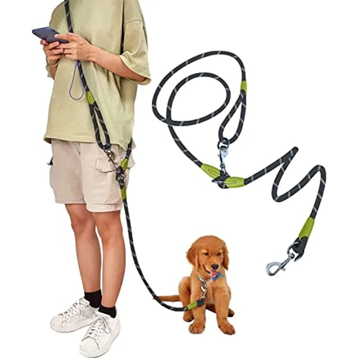 Eyleaf Hands Free Hundeleine 220cm, reflektierende Crossbody Leine aus wetterfestem Nylon für kleine, mittlere und große Hunde, vielseitig einsetzbar beim Gehen, Joggen und Laufen – Bild 1