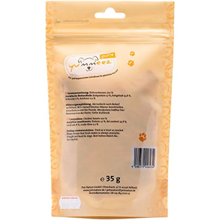 Yummeez pure Hühnerherzen, getreidefreie und zuckerfreie Hundeleckerli für Allergiker, 100% Fleisch, 35g – Bild 2