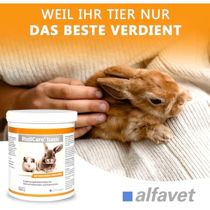 Alfavet RodiCare Basic, Kräuterpellets, rohfaserreich für Meerschweinchen und Kaninchen, mit Vitaminen und Wildkräutern, 1000g Dose – Bild 4