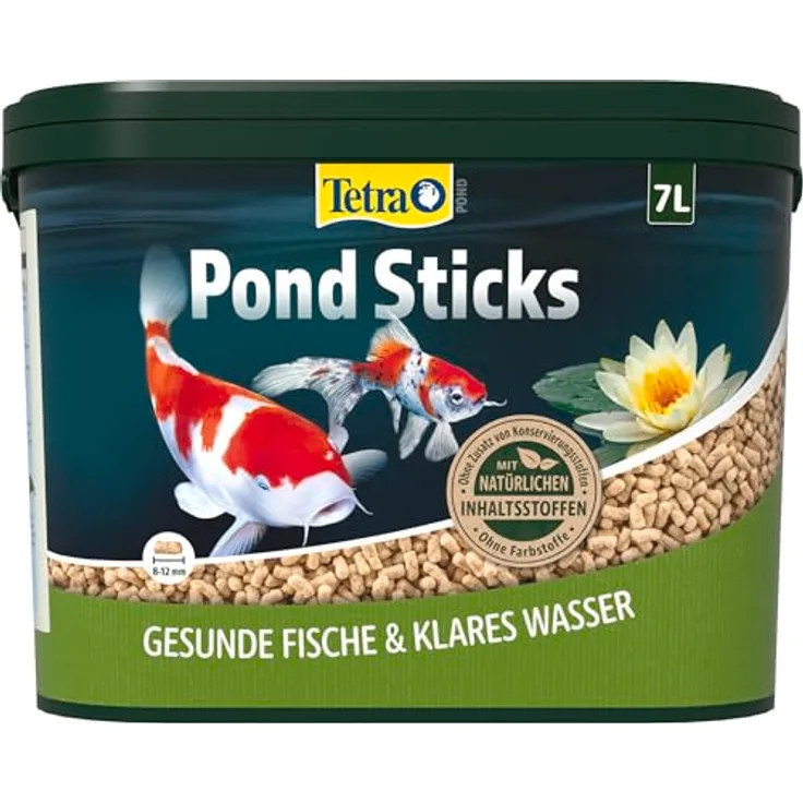 Tetra Pond Sticks, Fischfutter für Teichfische zur Unterstützung von Gesundheit und Wasserqualität, 7 L Eimer