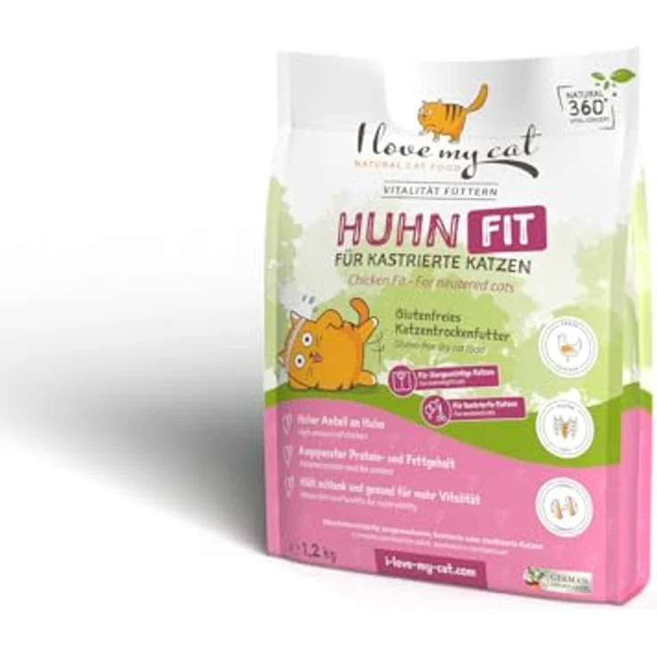 I love my cat NATURAL CAT FOOD I Love My Cat Trockenfutter mit Huhn (Light) für übergewichtige und sterilisiere Katzen, 1,2 kg, mit Taurin zur Immunstärkung und Harnwegsgesundheit – Bild 1