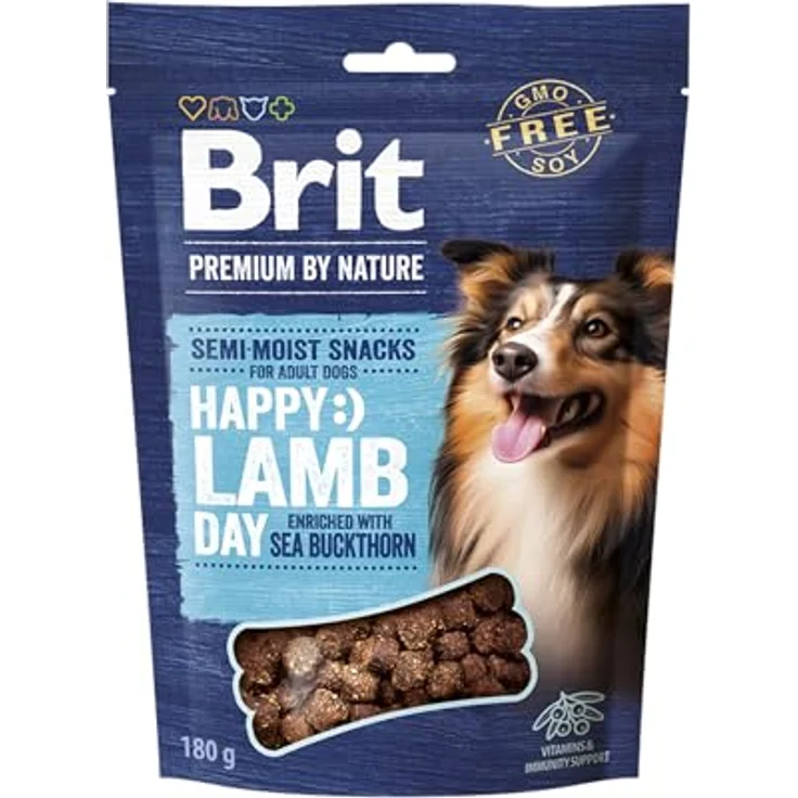 Brit Premium by Nature Dog halbfeuchte Snacks mit Lamm & Sanddorn, Hundeleckerlis für Verdauung & Immunsystem, 180 g – Bild 1