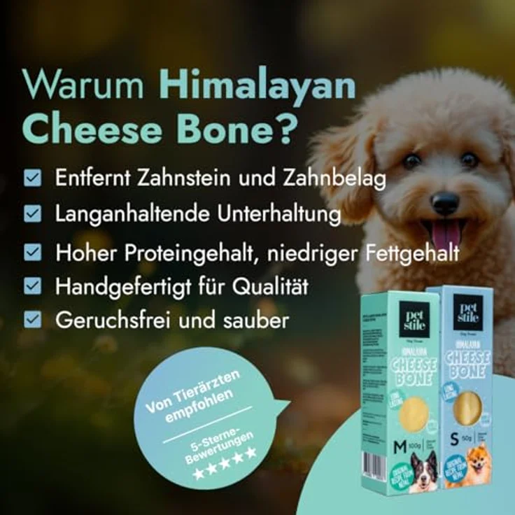 Petstile Himalaya-Käseknochen für Hunde, 100% Bio-Milch, Natürlicher Kaukäse für Welpen & kleine Hunde, Zahnpflege, geruchs- und schmutzfrei, 450g – Bild 3