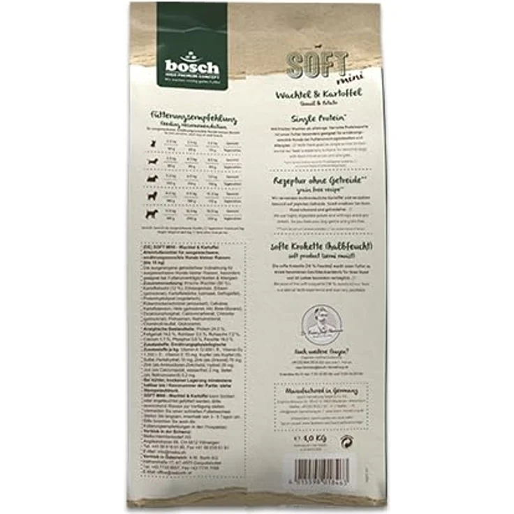 bosch HPC SOFT Mini Wachtel & Kartoffel, halbfeuchtes Hundefutter für kleine Rassen, Single Protein, grain-free, 1 x 1 kg – Bild 2