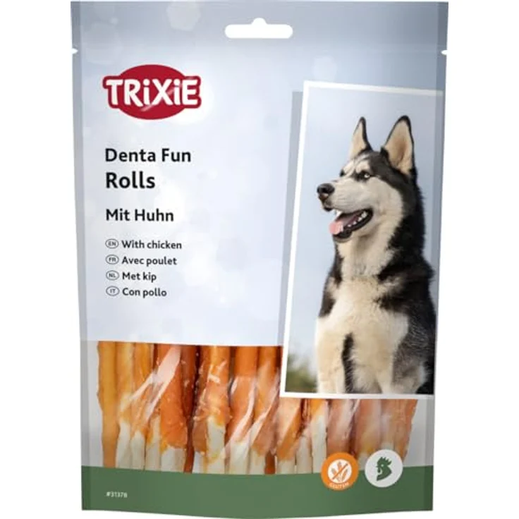 Trixie Denta Fun Rolls mit Huhn, Kausnack für Hunde zur Unterstützung der Zahnpflege, Sparpaket 120 Stück, ca. 12 cm (960 g) – Bild 2