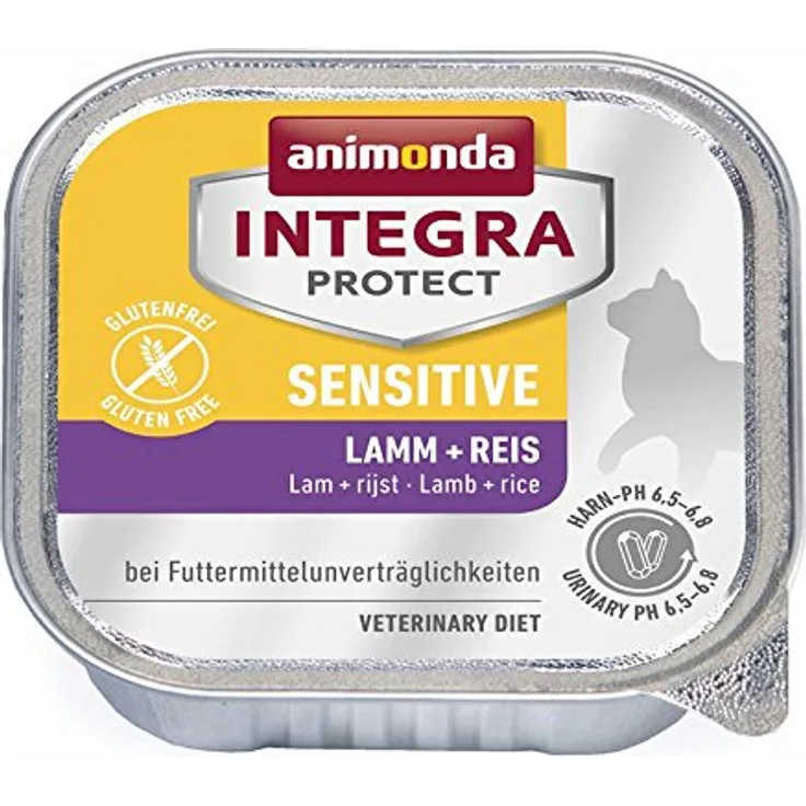 animonda Integra Protect Sensitiv, Katzen-Nassfutter mit Lamm & Reis, 16x 100g